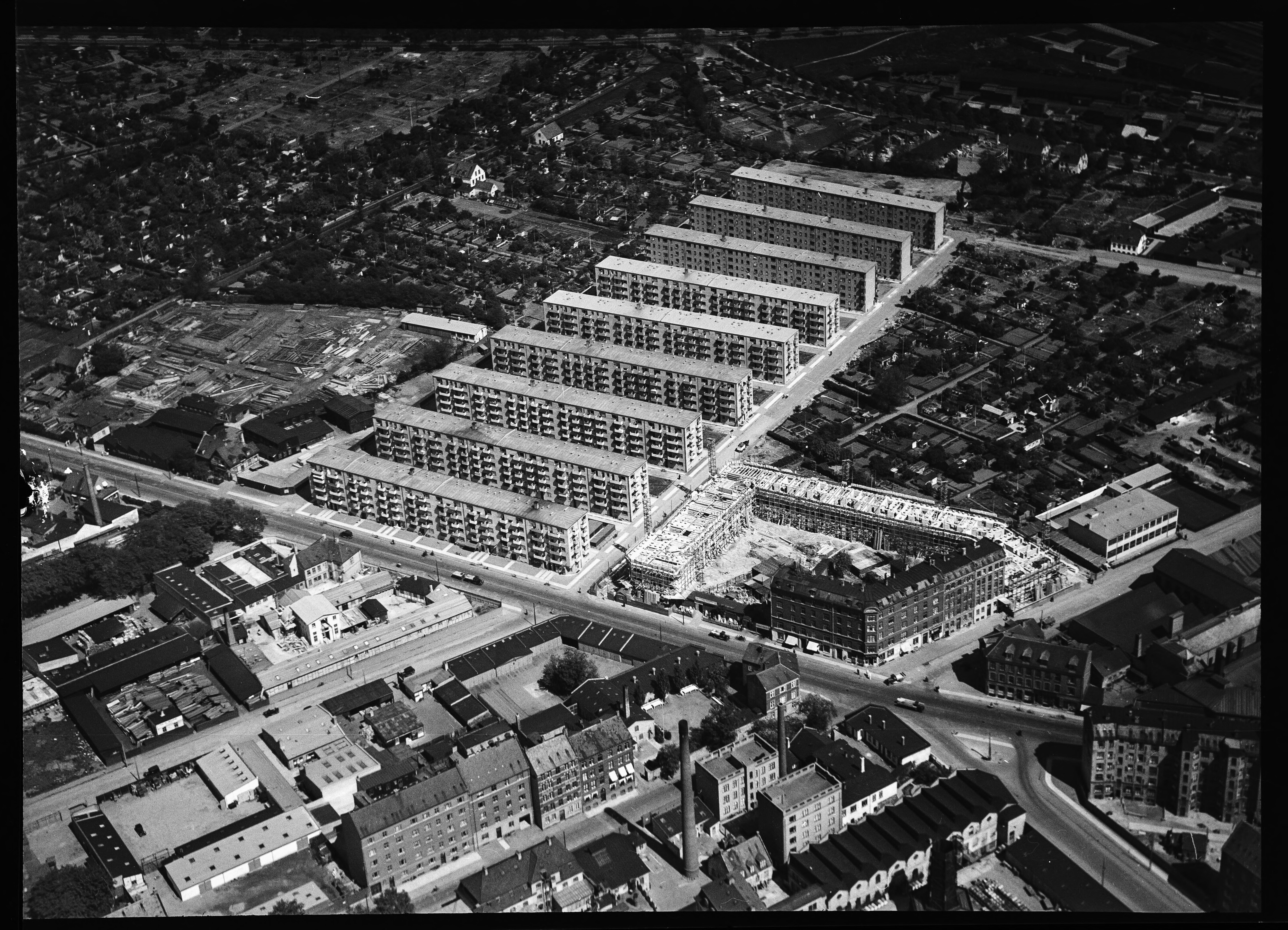 Skråfoto fra 1932-1950 taget 105 meter fra Bygmestervej 1B, 1. th