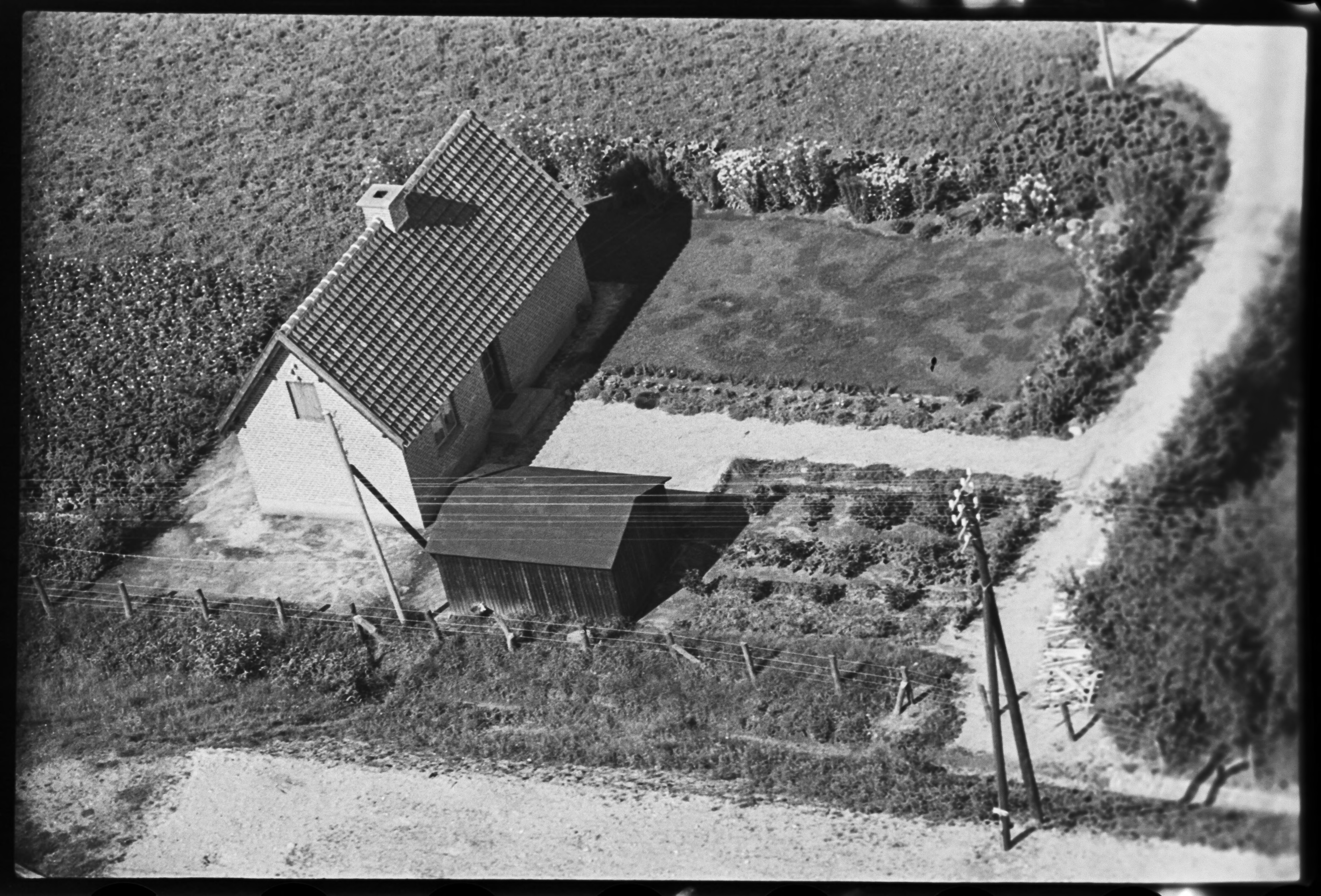 Skråfoto fra 1950 taget 40 meter fra Birkedammen 16