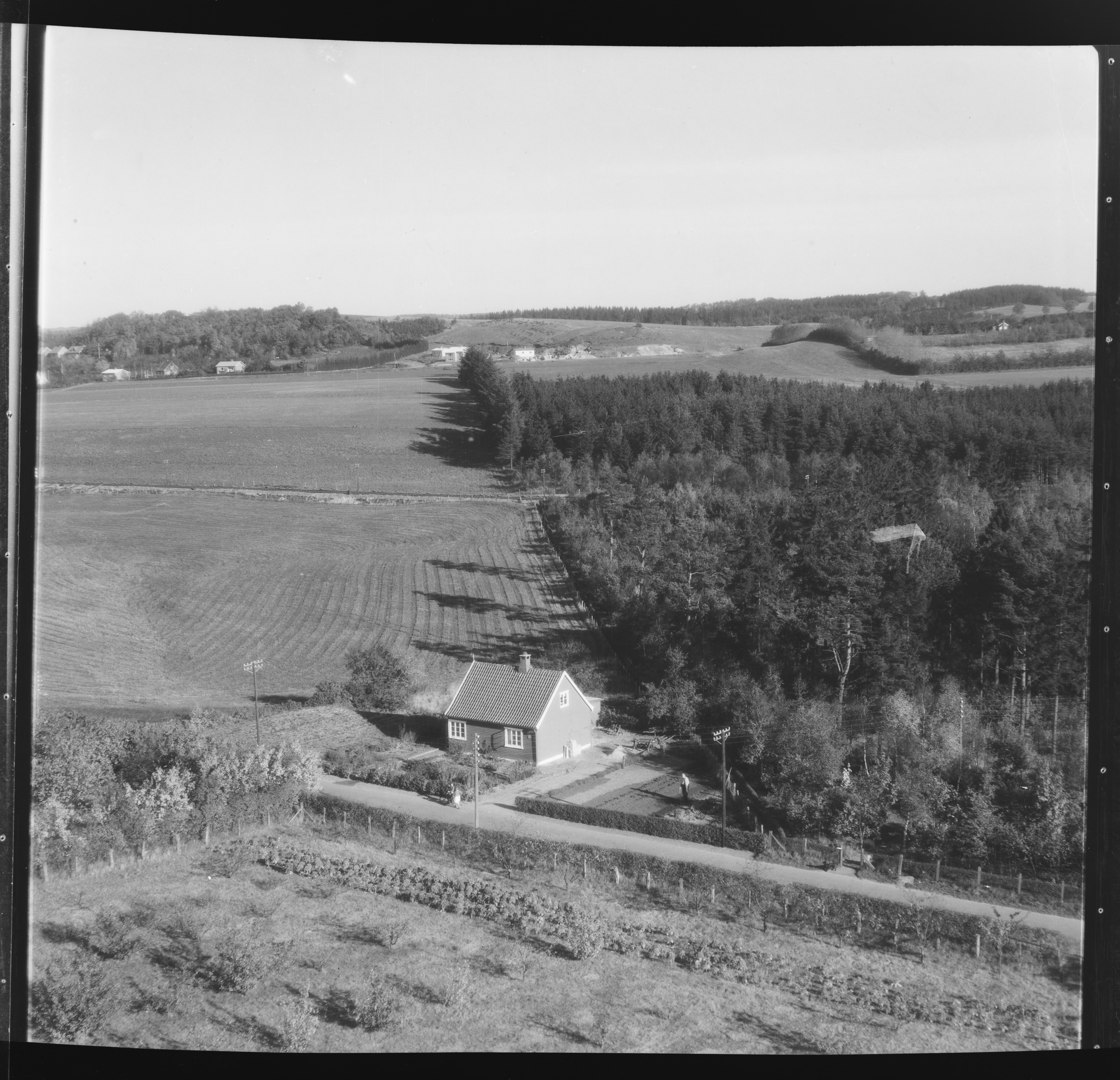 Skråfoto fra 1958 taget 391 meter fra Bøgevej 37