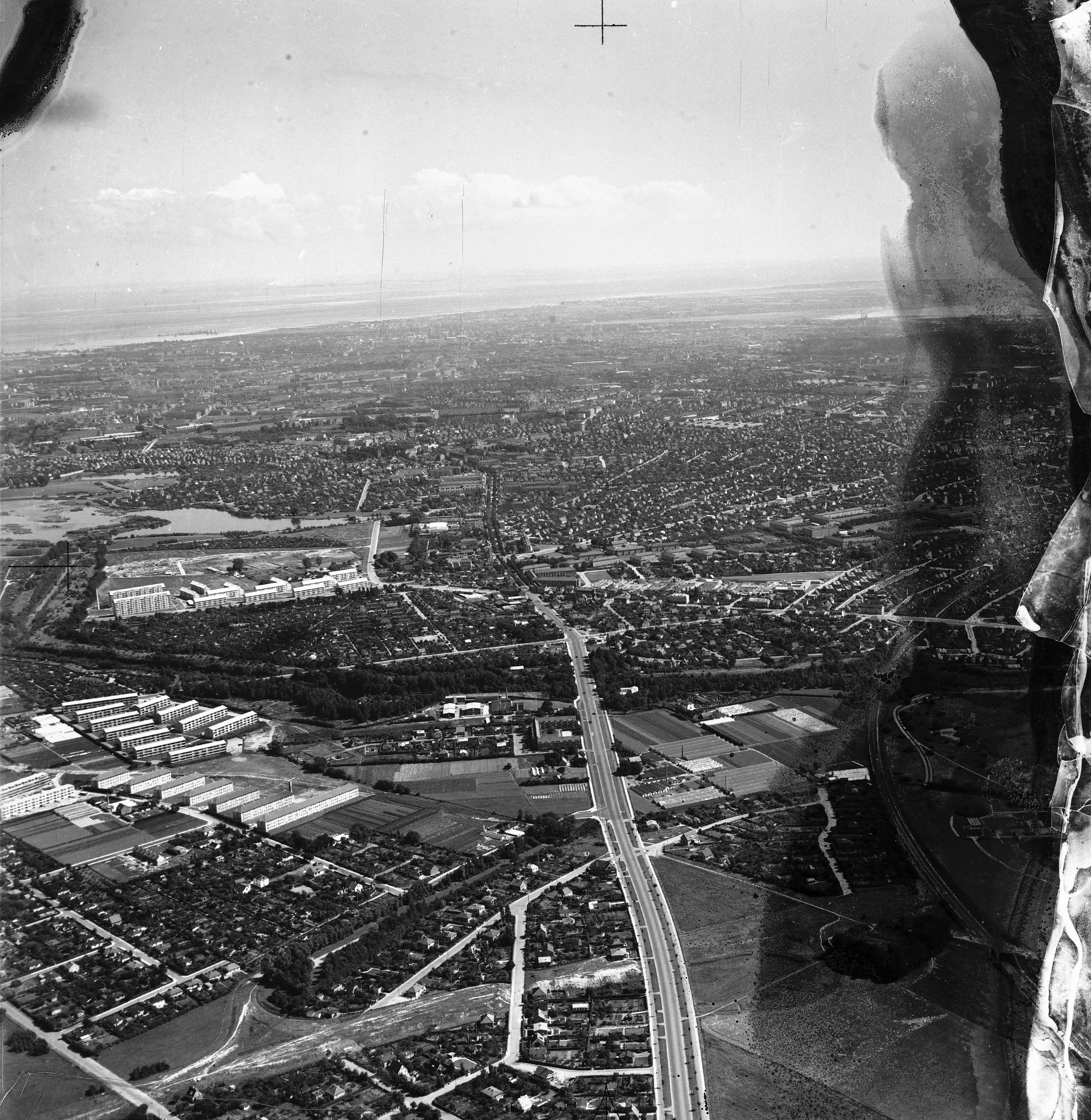 Skråfoto fra 1946-1969 taget 272 meter fra Banefløjen 7, st. th