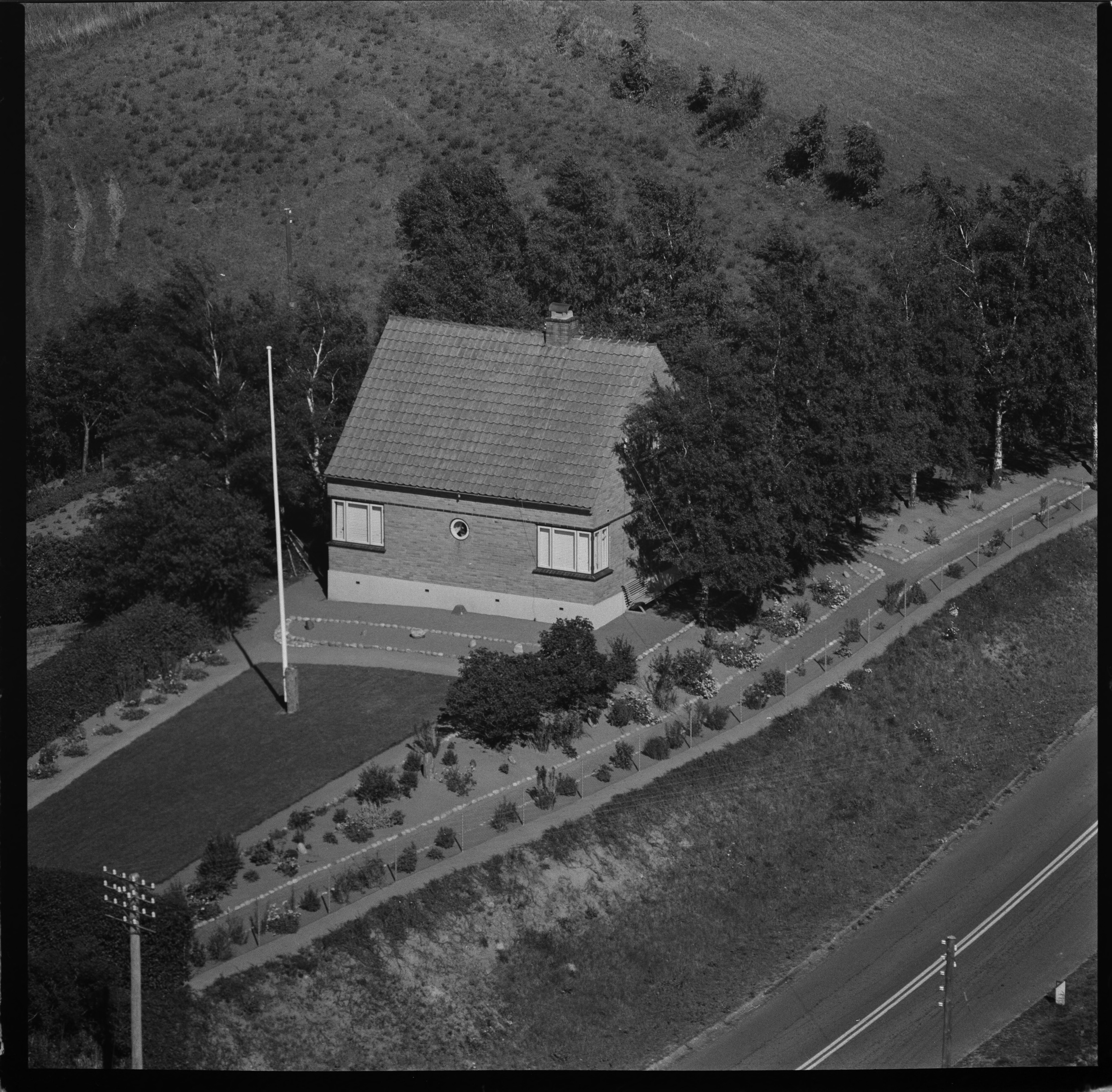 Skråfoto fra 1958 taget 38 meter fra Paradisvej 1A