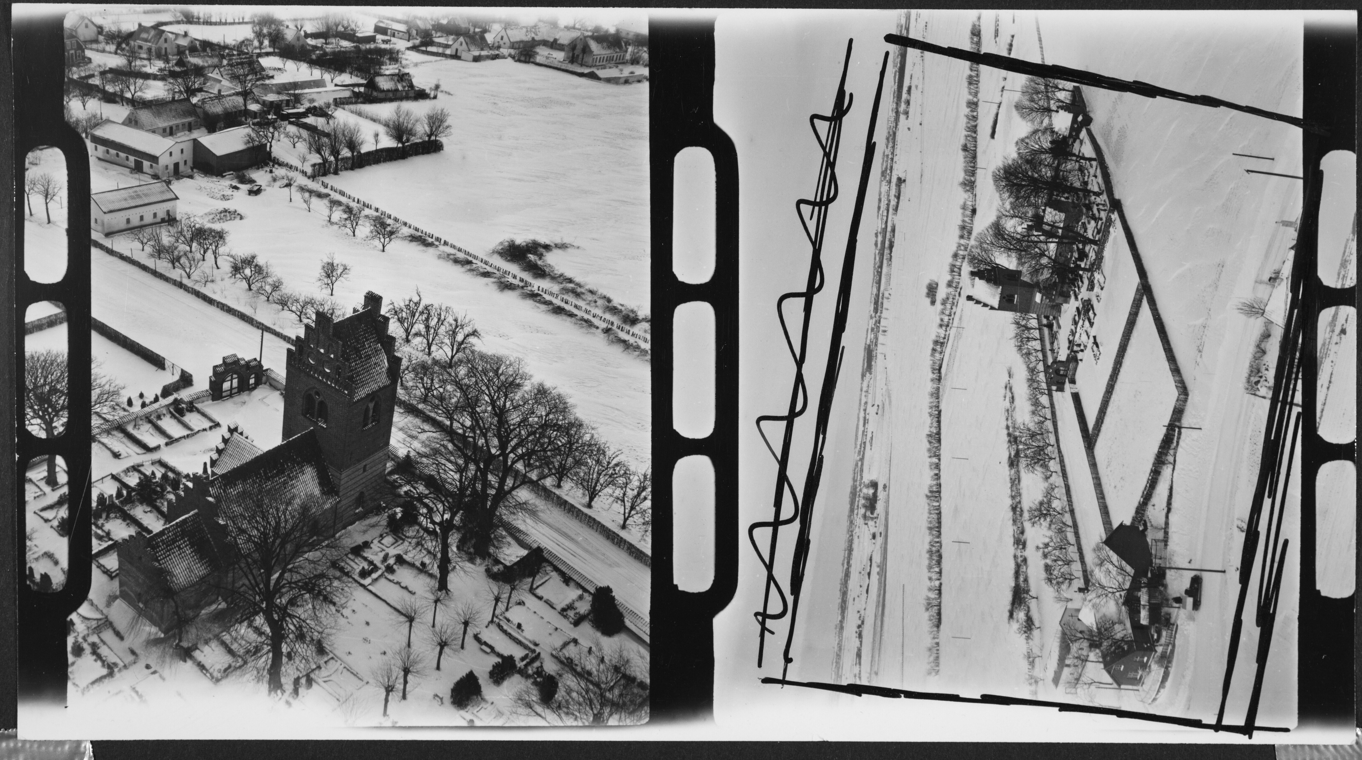 Skråfoto fra 1945-1975 taget 8 meter fra Kirkebakke Alle 6