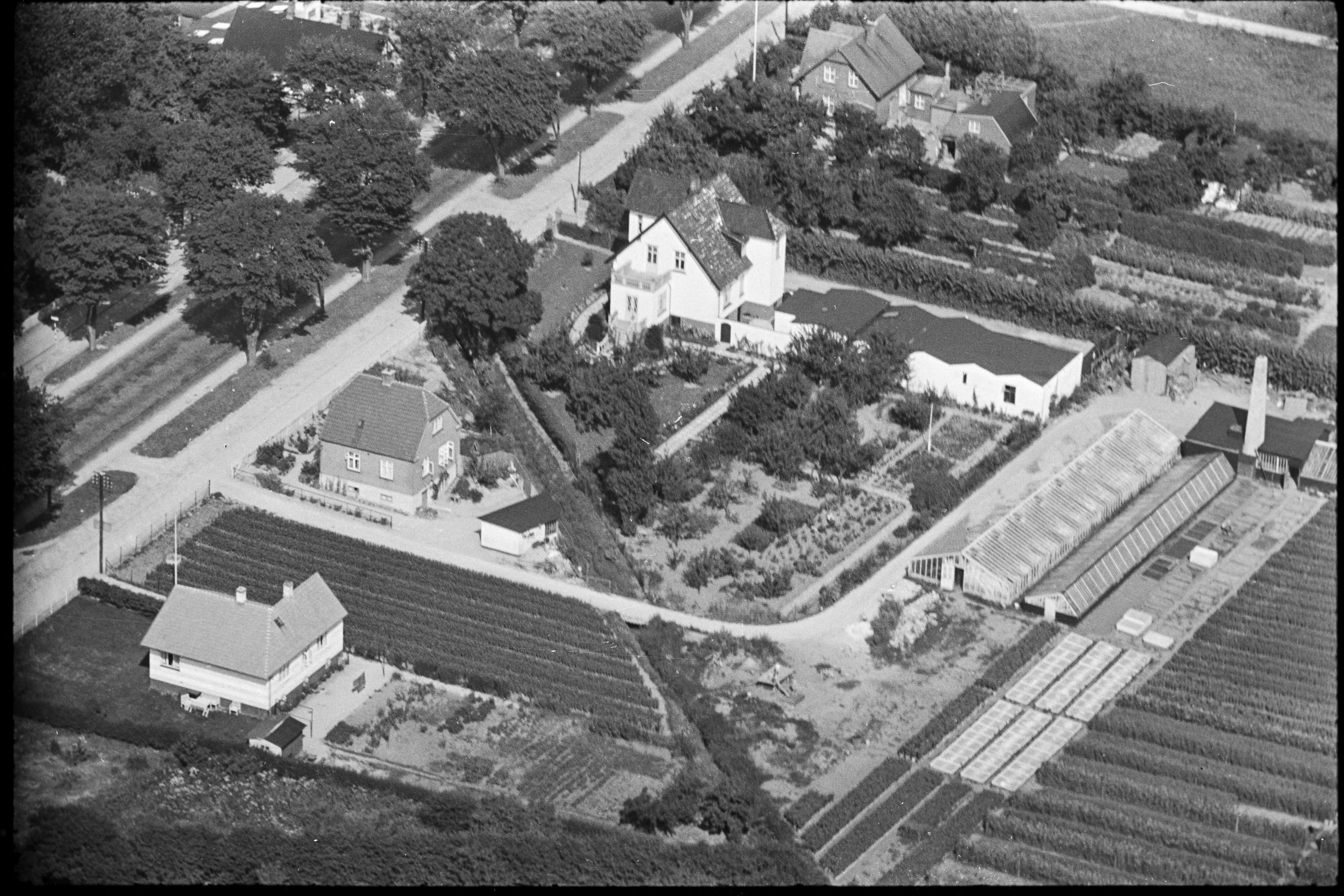 Skråfoto fra 1936-1938 taget 61 meter fra Hovedvejen 1