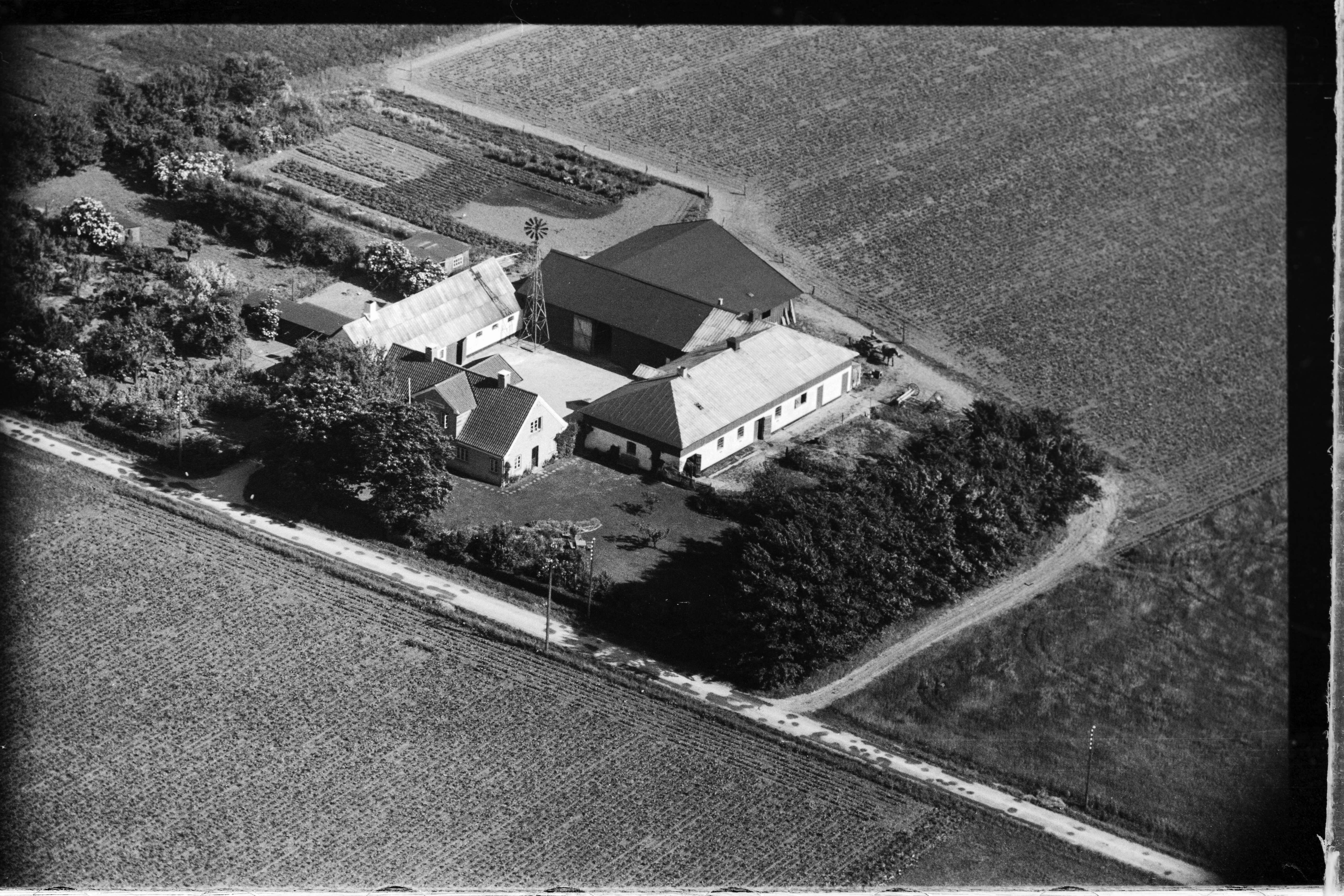 Skråfoto fra 1949 taget 320 meter fra Sekskanten J 5