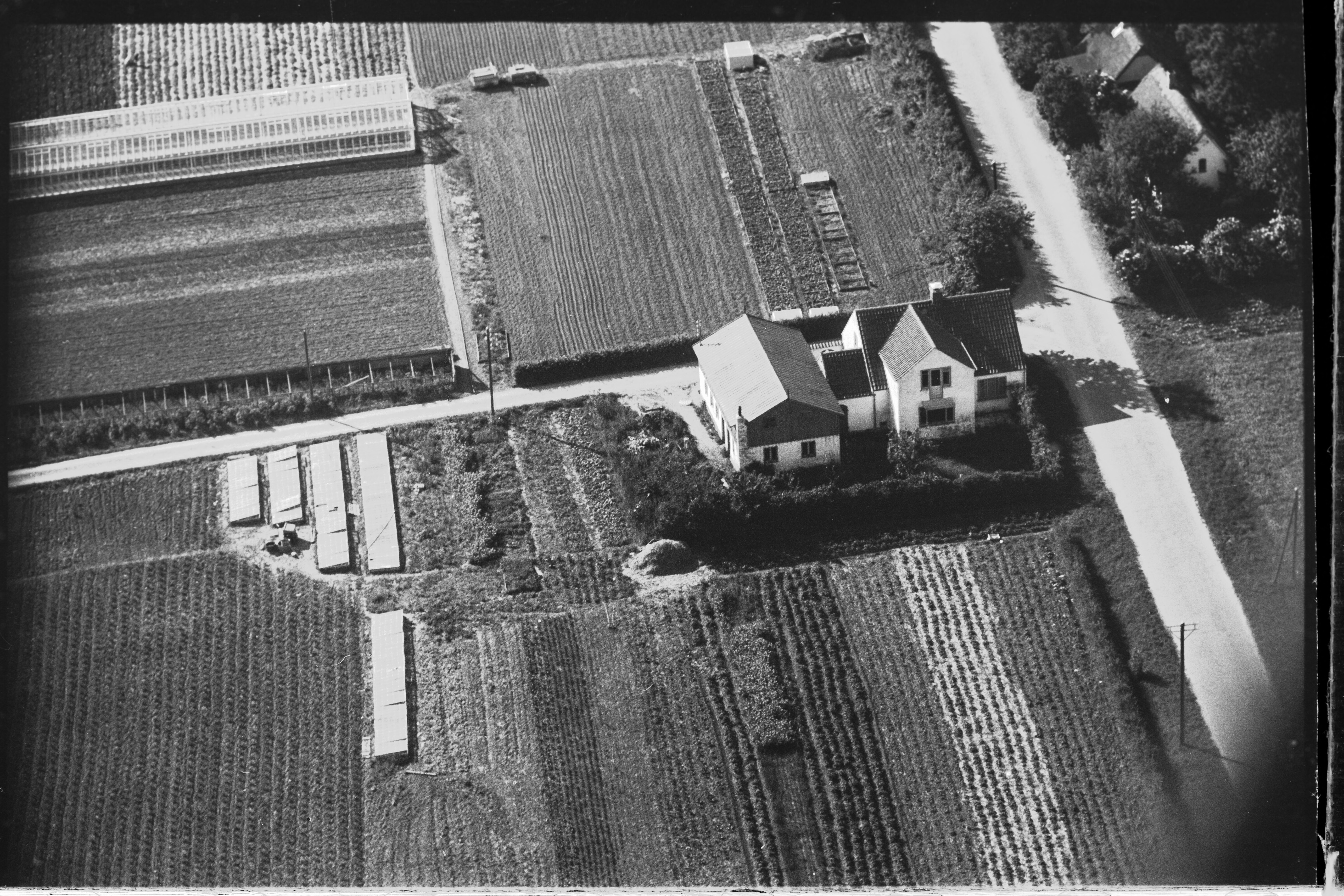 Skråfoto fra 1949 taget 30 meter fra Bødkerpladsen 11