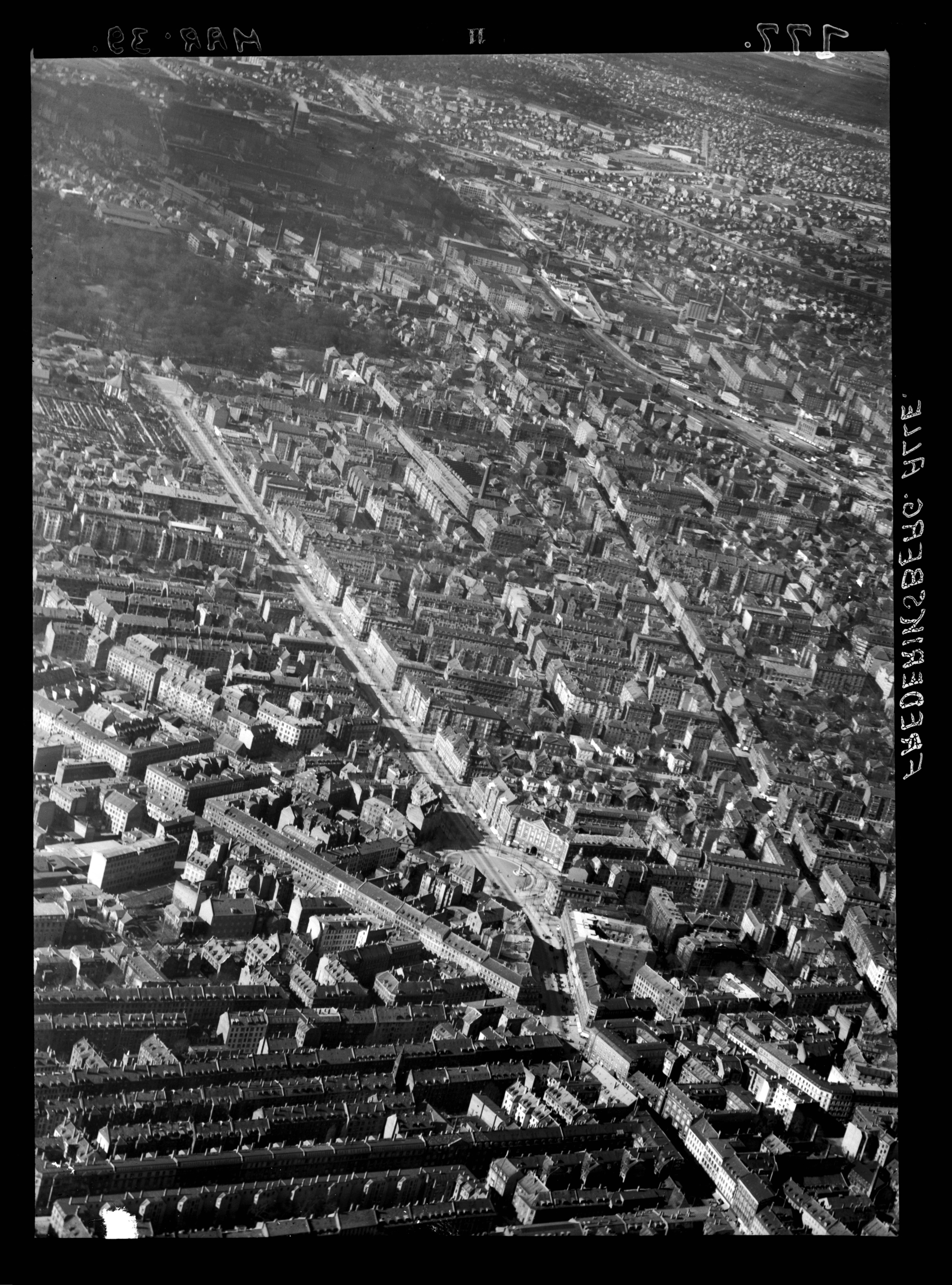 Skråfoto fra 1939 taget 23 meter fra Frederiksberg Alle 45, st. 3