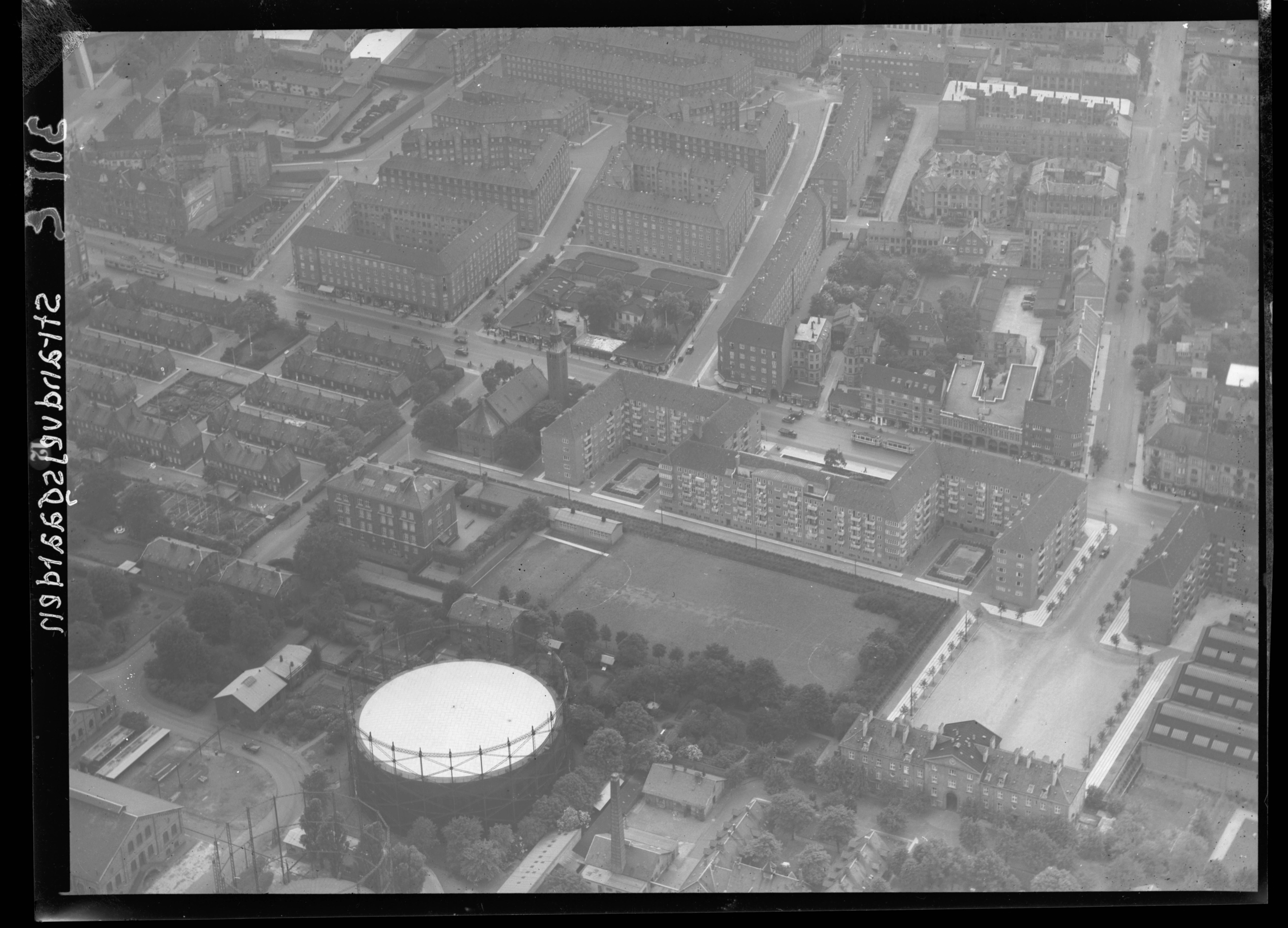 Skråfoto fra 1939 taget 106 meter fra Nyborggade 23