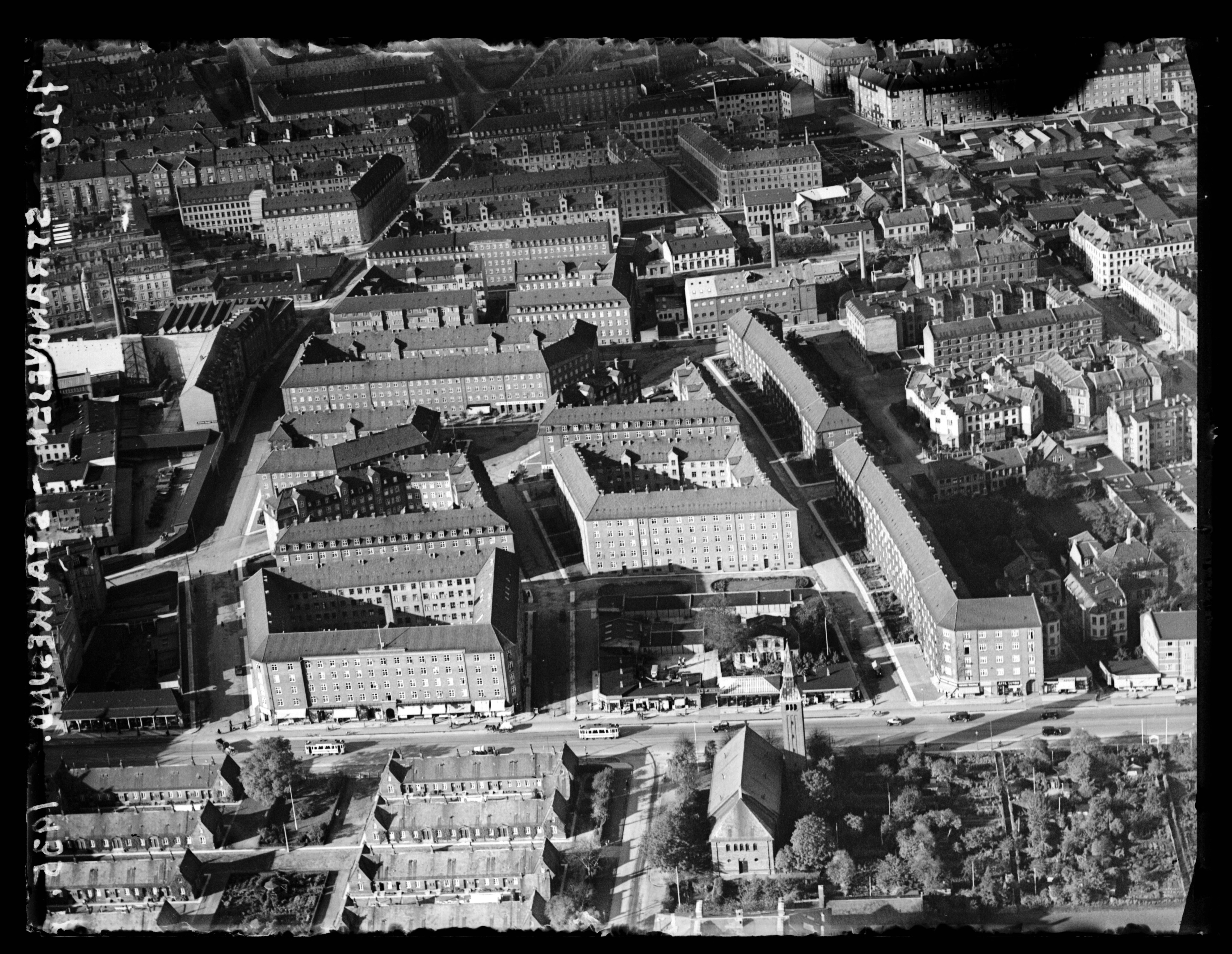 Skråfoto fra 1935 taget 49 meter fra Sionsgade 16, 2. th