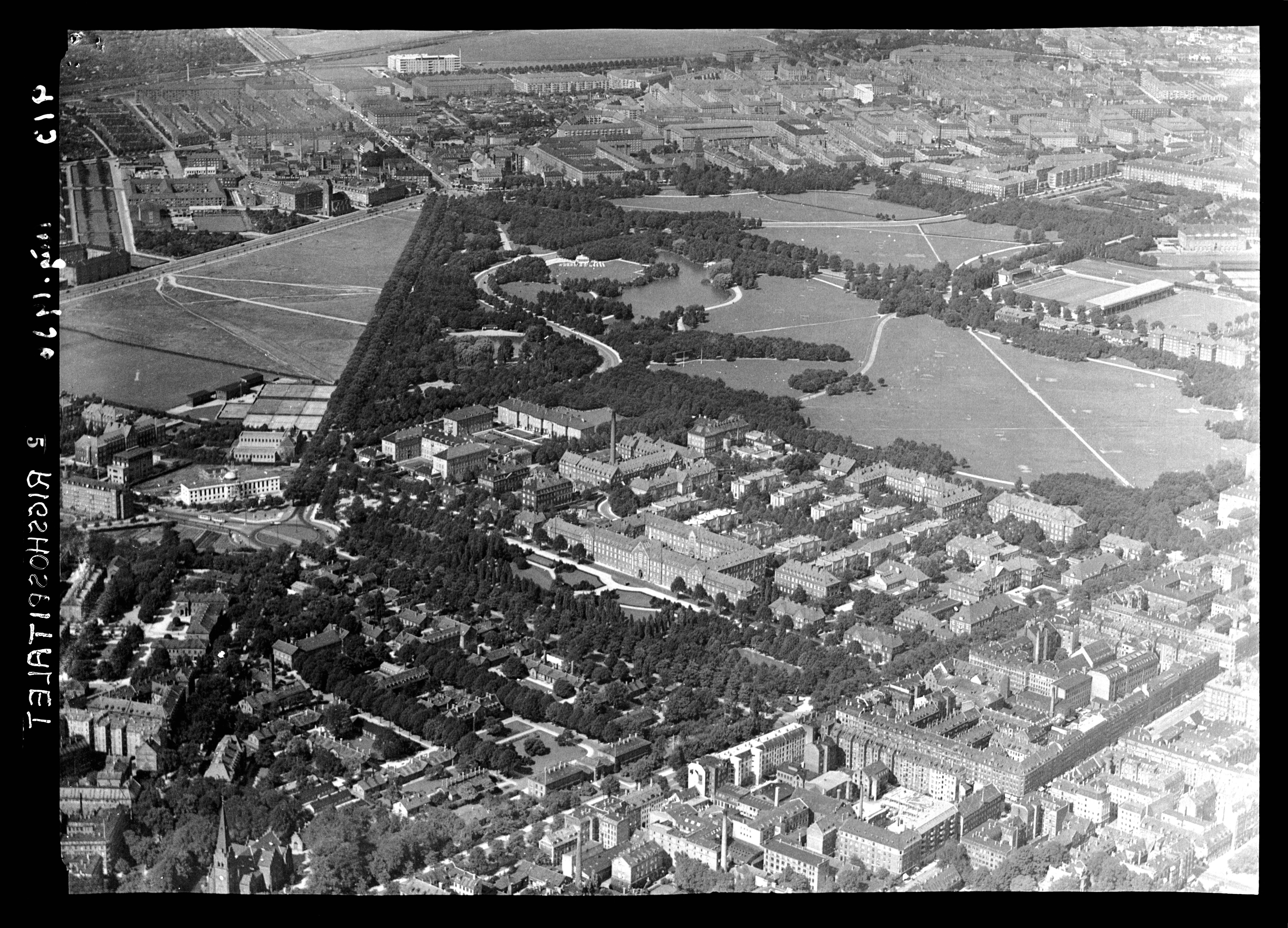 Skråfoto fra 1936 taget 110 meter fra Blegdamsvej 16C