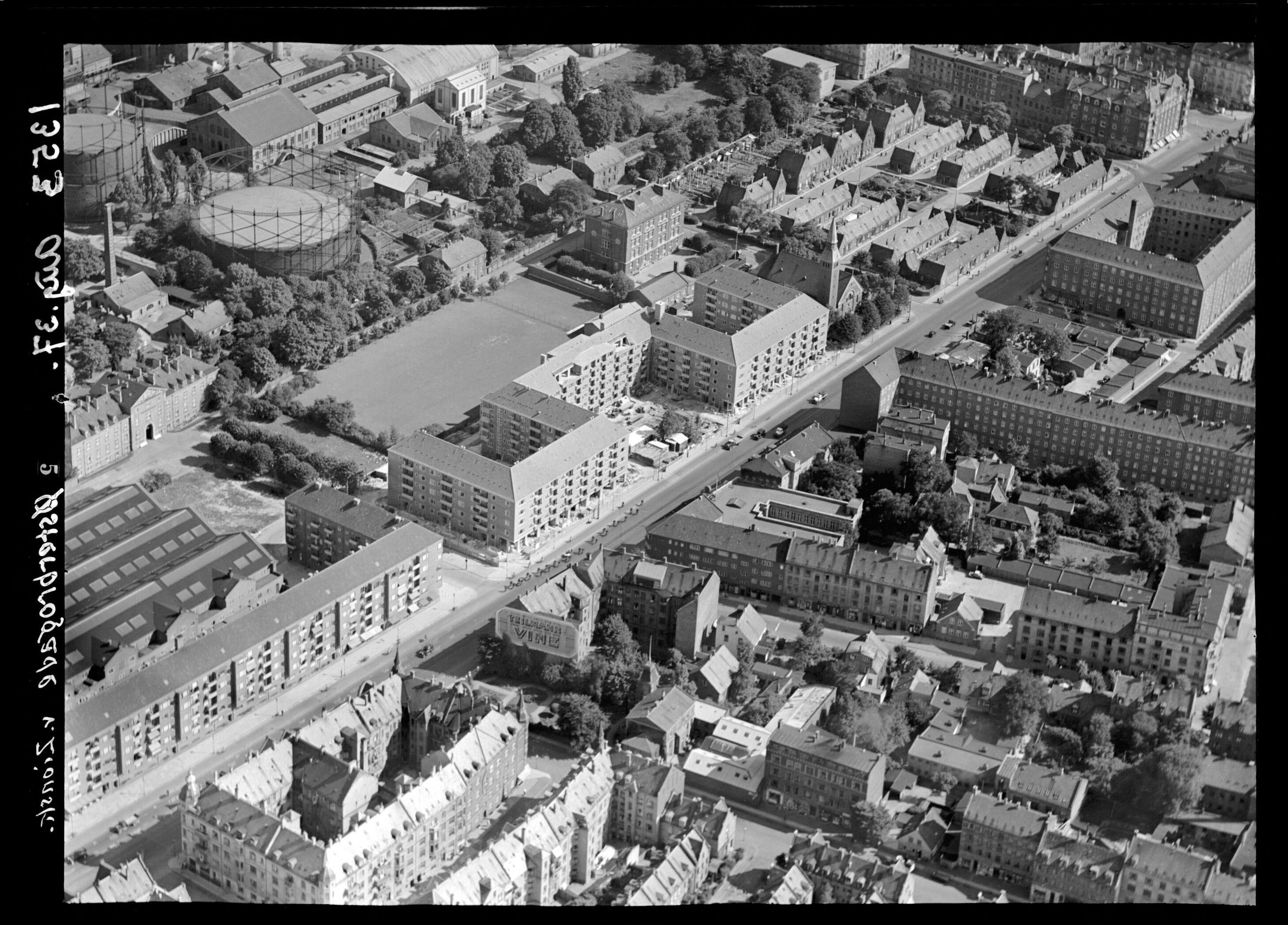 Skråfoto fra 1937 taget 90 meter fra Nygårdsvej 3D