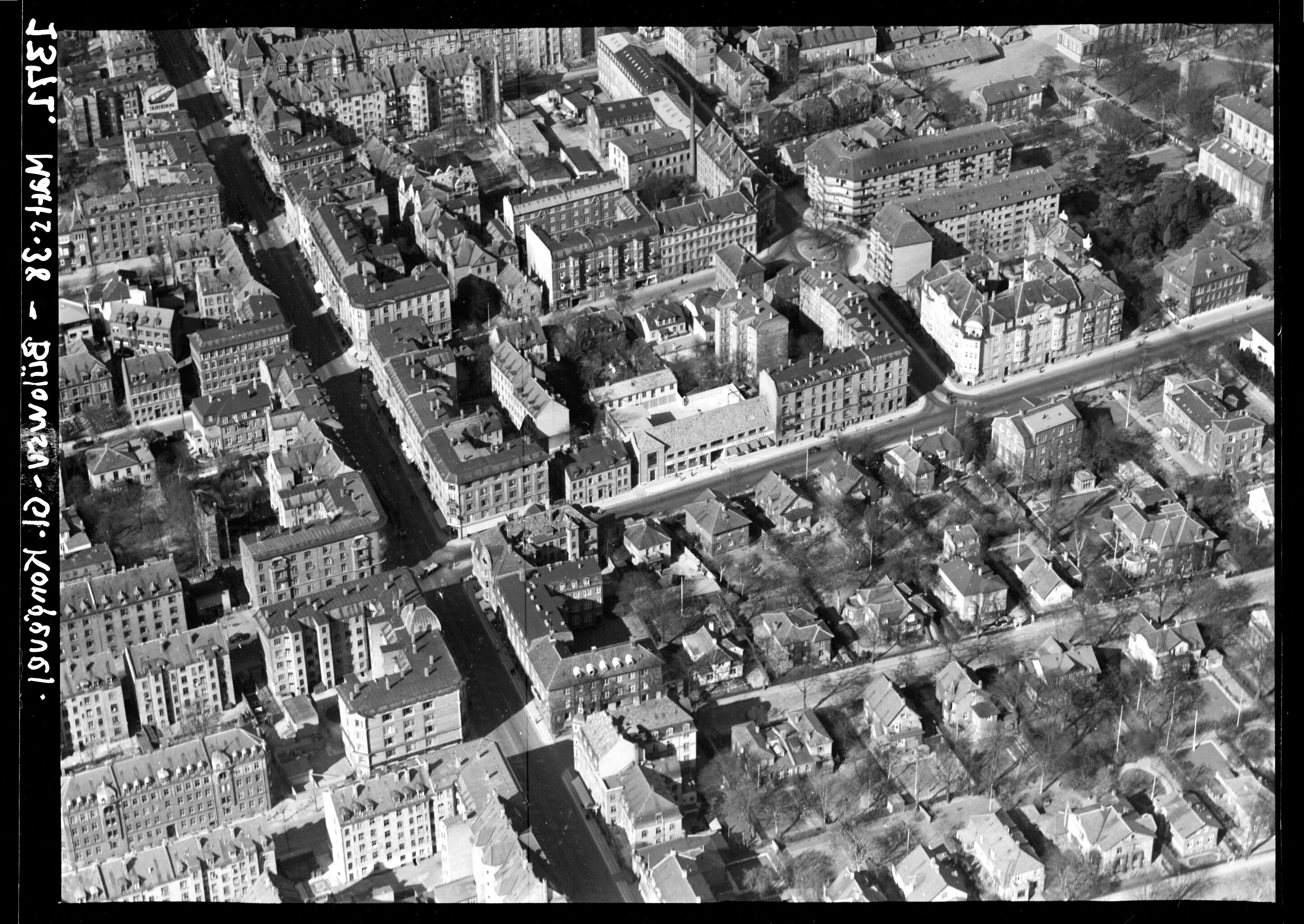 Skråfoto fra 1938 taget 57 meter fra Gammel Kongevej 116