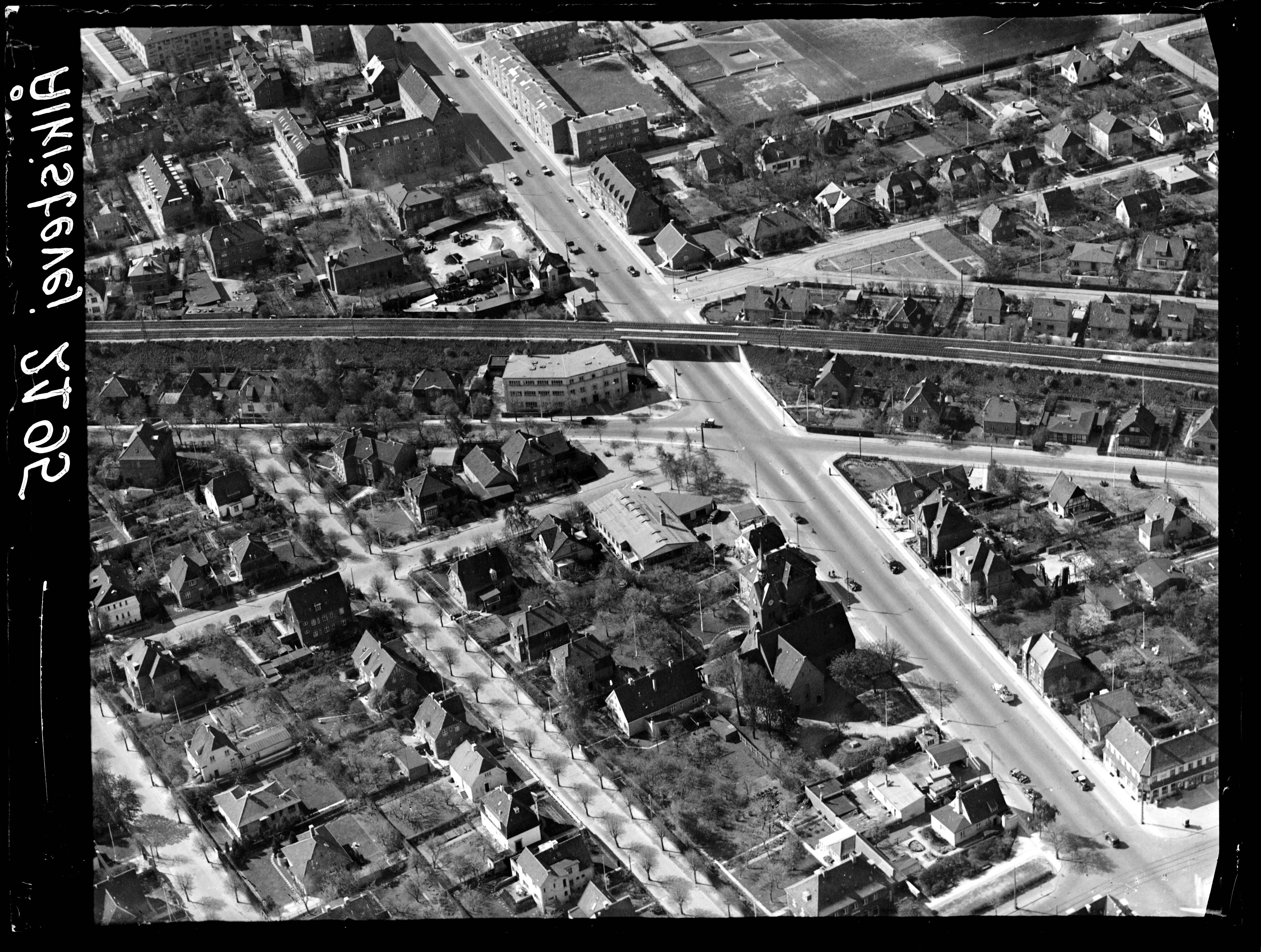 Skråfoto fra 1932-1967 taget 352 meter fra Kongsdalvej 8