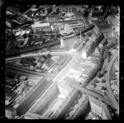 thumbnail: Skråfoto fra 1955 taget 341 meter fra Borups Alle 133, st. tv