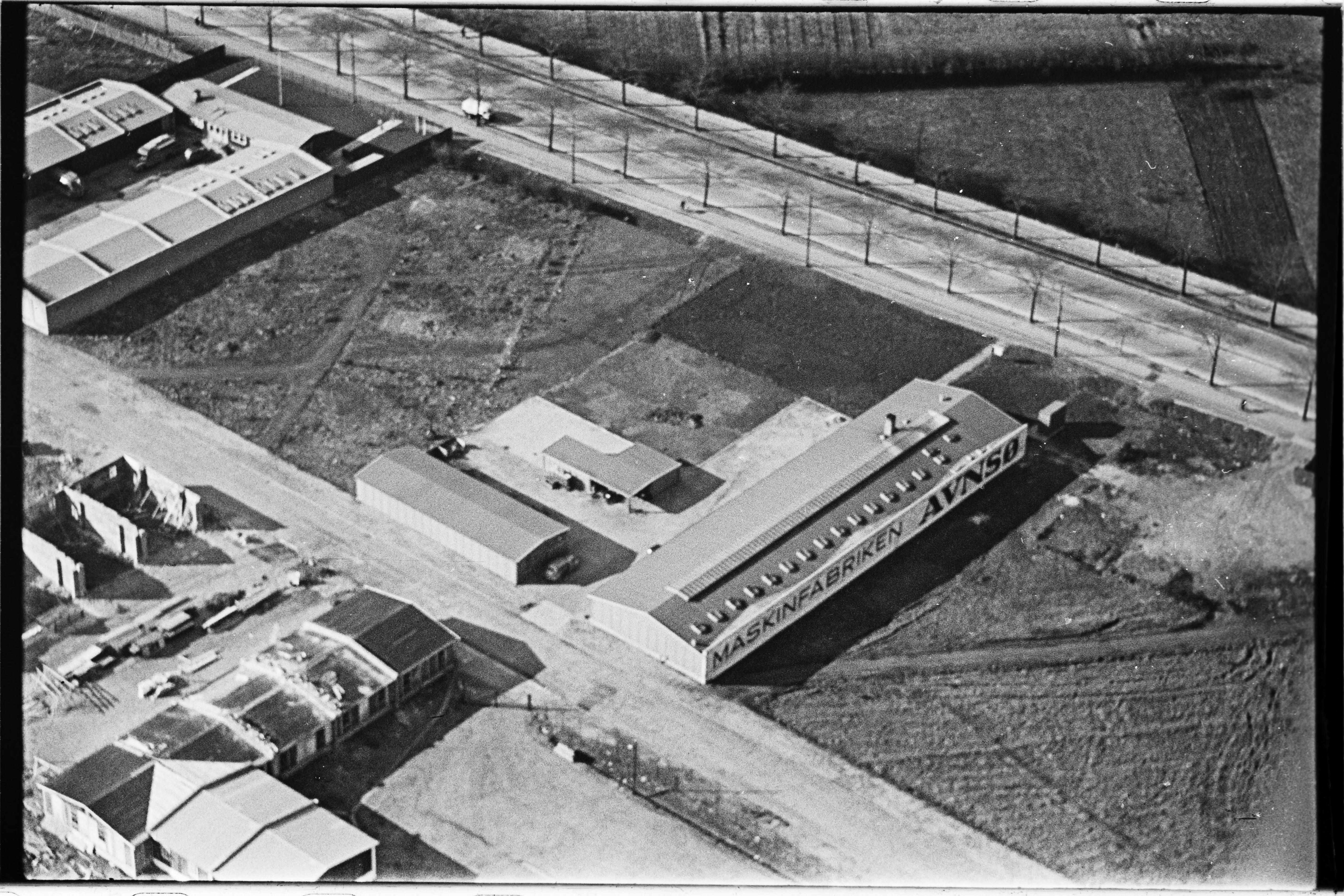 Skråfoto fra 1950-1954 taget 27 meter fra Blushøjvej 8